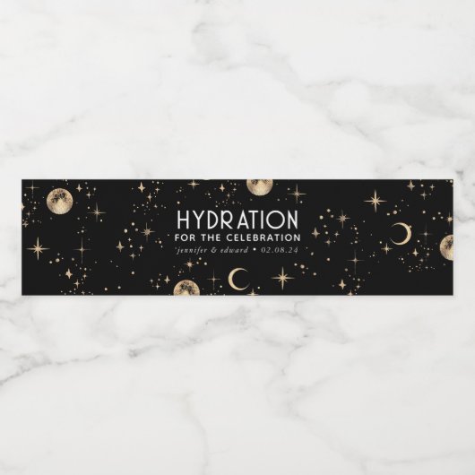 Hydratatie voor de viering - Celestial Black Waterfles Etiket (Enkel label)