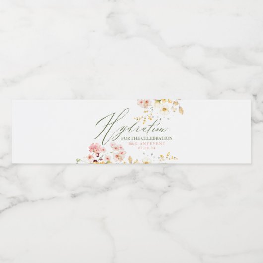 Hydratie bij de feestdag - Wilde bloemen Waterfles Etiket (Enkel label)