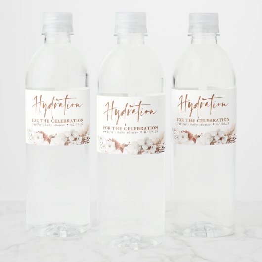 Hydratie voor de feestdag - Terracotta Floral Waterfles Etiket (Flessen)