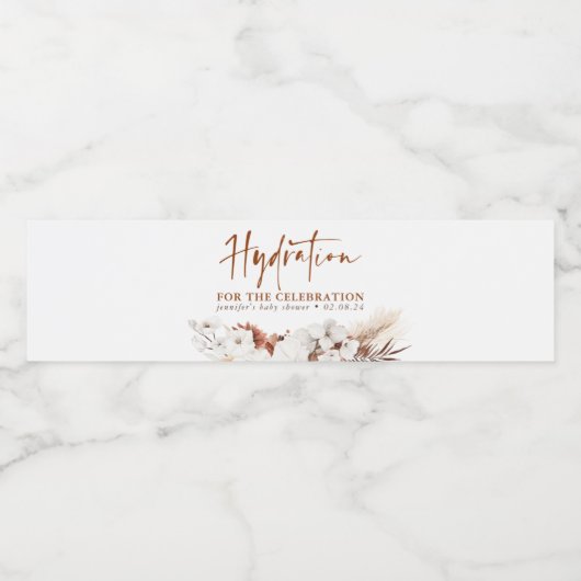 Hydratie voor de feestdag - Terracotta Floral Waterfles Etiket (Enkel label)