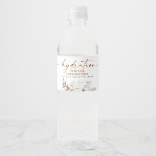 Hydratie voor de feestdag - Terracotta Floral Waterfles Etiket