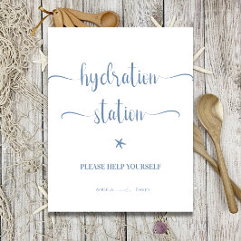 Hydration Station Blue Ocean Verstuur bruiloft Reclamebord Met Voetstuk