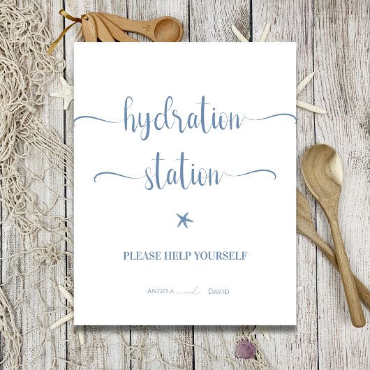 Hydration Station Blue Ocean Verstuur bruiloft Reclamebord Met Voetstuk