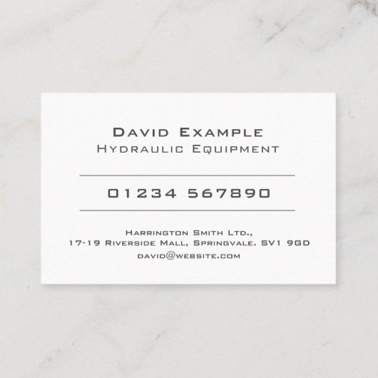 Hydraulische apparatuur Verkoop met foto van houde Visitekaartje (Achterkant)