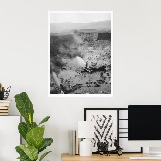 Hydraulische goudwinning Alaska 1912 Poster (Thuiskantoor)