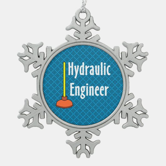 Hydraulische monteur Toilet Plunger Tin Sneeuwvlok Ornament (Voorkant)