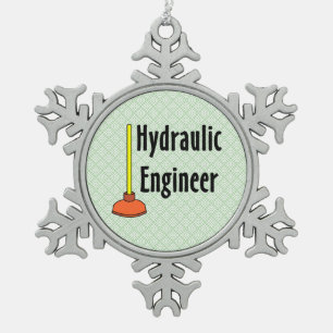 Hydraulische monteur Toilet Plunger Tin Sneeuwvlok Ornament