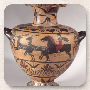 Hydria, jachtplaats, Archaisch Grieks, zwart figuu Bier Onderzetter