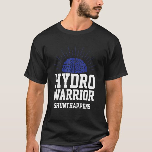 Hydro-warrior shunt gebeurt bij Hydrocefalus blauw T-shirt (Voorkant)