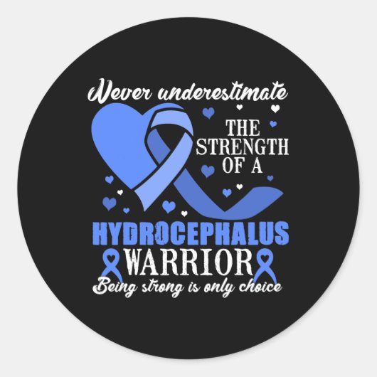 Hydrocefalus Awareness Blue Ribbon Ondersteuning Ronde Sticker (Voorkant)