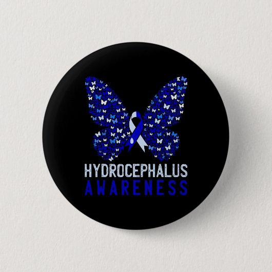 Hydrocefalus Awareness Maand Blauw Lint Ondersteun Ronde Button 5,7 Cm (Voorkant)