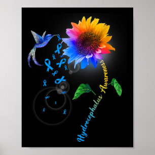Hydrocefalus Bewustzijn Blauwe Zonnebloem Kolibrie Poster