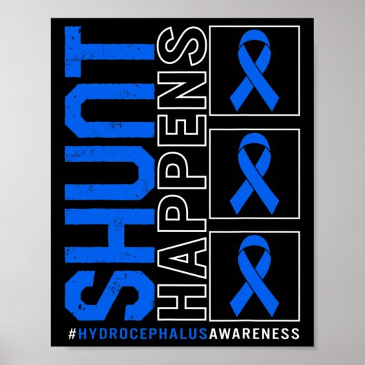 Hydrocefhalus Awareness Shunt HappBlue Ribbon Poster (Voorkant)