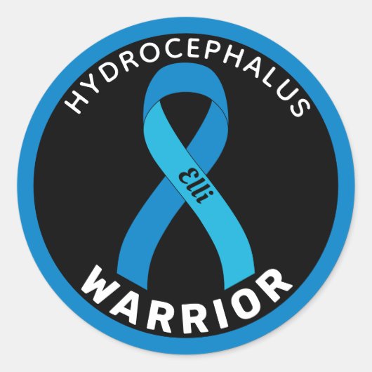 Hydrocefhalus Warrior Ribbon Black Round Sticker (Voorkant)