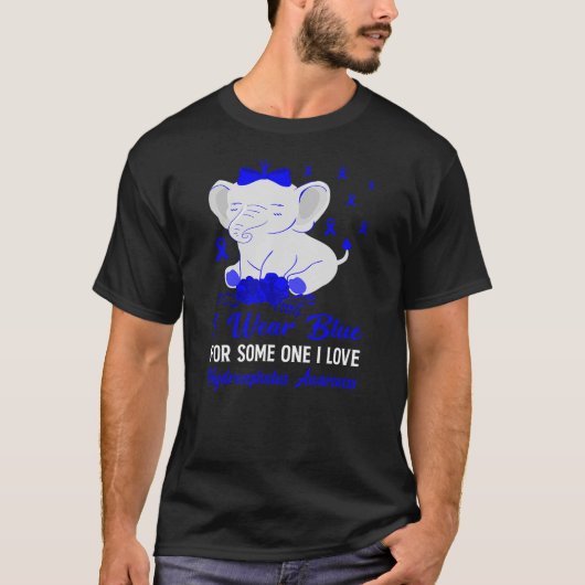 Hydrocephalus Awareness Blue Ribbon Cute Elephant  T-shirt (Voorkant)