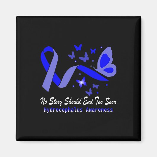 Hydrocephalus Awareness Butterflies Support Blue R Magneet (Voorkant)