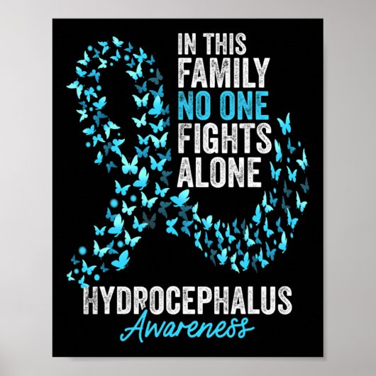 Hydrocephalus Awareness Month Butterflies Light Bl Poster (Voorkant)