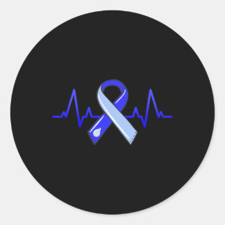 Hydrocephalus Awareness Month Heartbeat Blue Ribbo Ronde Sticker