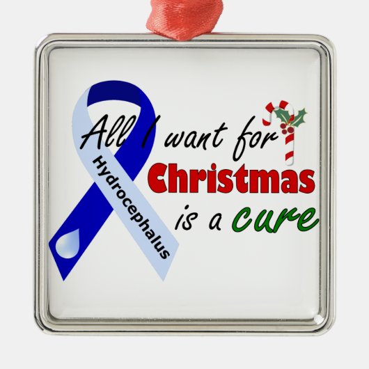 Hydrocephalus Cure kerstversiering Metalen Ornament (Voorkant)
