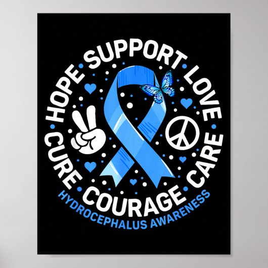 Hydrocephalus Ondersteuning Blauwe Lint Bewustzijn Poster (Voorkant)