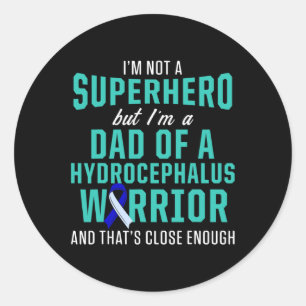 Hydrocephalus Survivor Dad Hero Awareness Warrior Ronde Sticker