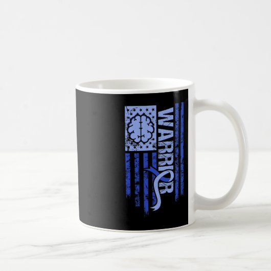 Hydrocephalus Warrior Flag Blue Ribbon Awareness M Koffiemok (Rechts)