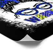 Hydrocephalus Warrior Messy Bun Blauw Lint Leopar Poster (Hoek)