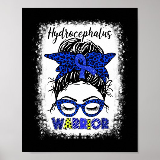 Hydrocephalus Warrior Messy Bun Blauw Lint Leopar Poster (Voorkant)