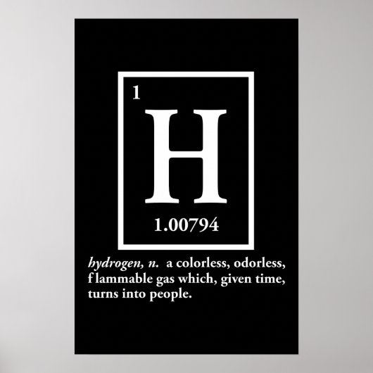 hydrogen - a gas which turns into people poster (Voorkant)
