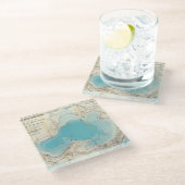 Hydrografische kaart Meer van Mendota Glazen Onderzetter (Schuin)