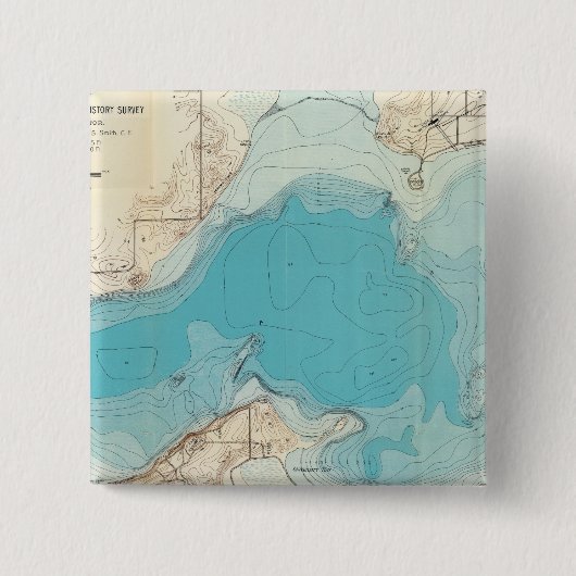 Hydrografische kaart Meer van Mendota Vierkante Button 5,1 Cm (Voorkant)