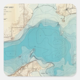 Hydrografische kaart Meer van Mendota Vierkante Sticker
