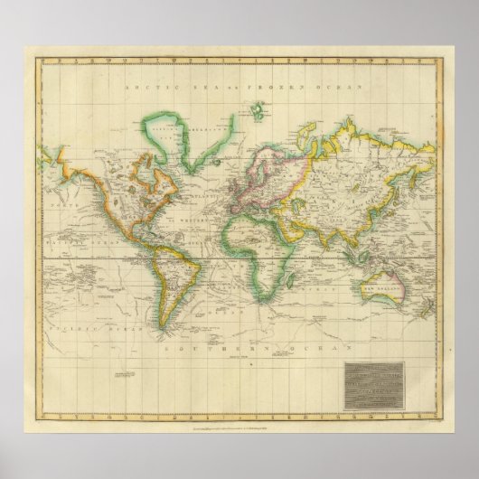 Hydrografische kaart van de wereld poster (Voorkant)