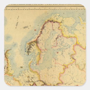 Hydrografische kaart van Europa Vierkante Sticker