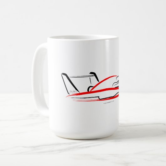 Hydroplane 01 Zwart en Rood Koffiemok (Voorkant links)