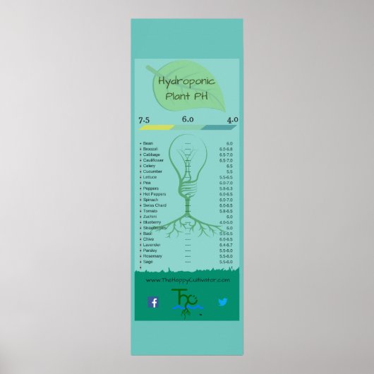 Hydroponisch Plant PH Poster, 12 x 36 inch Poster (Voorkant)