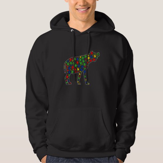 Hyena Animals Puzzle Piecks Autisme Bewustmaking Hoodie (Voorkant)