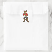 Hyena at Boxing with Boxing gloves Vierkante Sticker (Tas)