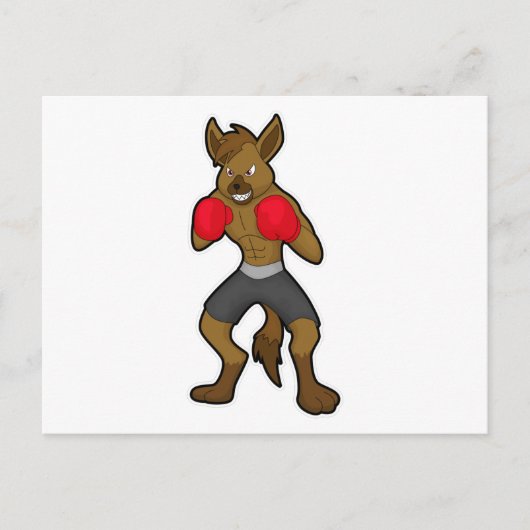 Hyena bij Boxing met Boxing-handschoenen Briefkaart (Voorkant)