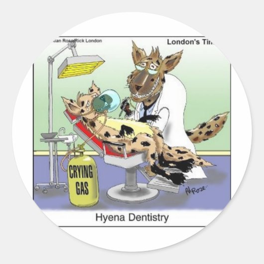 Hyena Dentistry Funny Gifts, T - shirts & verzamel Ronde Sticker (Voorkant)
