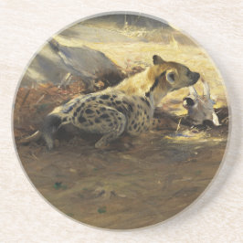 Hyena (door Wilhem Kuhnert) Zandsteen Onderzetter