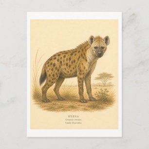 Hyena-illustratie in vintage stijl briefkaart