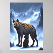 Hyena in de sneeuwberg | AI Art Poster (Voorkant)