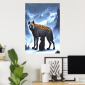 Hyena in de sneeuwberg | AI Art Poster (Thuiskantoor)