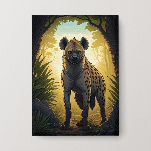 Hyena in een bosvlakte button (Voorkant)