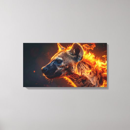 Hyena in vlammen canvas afdruk (Voorkant)
