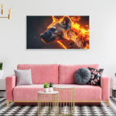 Hyena in vlammen canvas afdruk (Insitu (Woonkamer))
