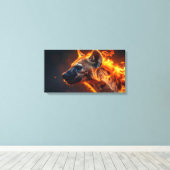 Hyena in vlammen canvas afdruk (Insitu (Houten vloer))