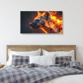 Hyena in vlammen canvas afdruk (Insitu (Slaapkamer))