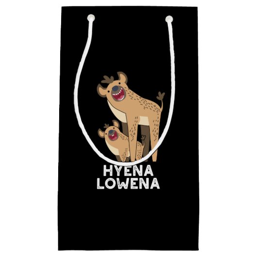 Hyena Lowena Funny Animal Hyena Pun Dark BG Klein Cadeauzakje (Voorkant)